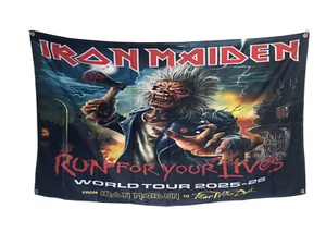 IRON MAIDEN RUN FOR YOUR LIVES WORLD TOUR FLAG 5X3 - Picture 1 of 1