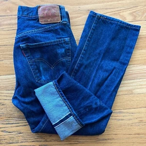 VINTAGE 1947 STILE LEVIS 501XX BIG E JEANS UOMO BLU INDACO CIMELLA DENIM 32 - Foto 1 di 13