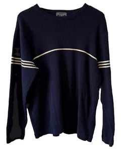 Abercrombie & Fitch Mens XL Blue Tan Striped Ribbed Sweater Stretchy Comfortable - Picture 1 of 9