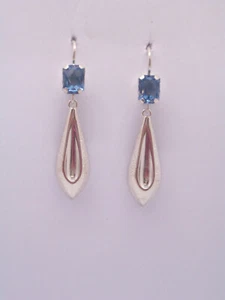 Orecchini in ARGENTO 925 con Pietra sintetica azzurra - imitazione acquamarina - Foto 1 di 6