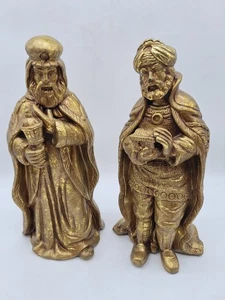 2 Vintage Wise Men Figurines 1996 Otagiri Enesco Gold Tone Nativity Christmas - Picture 1 of 16