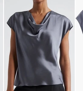 Vince Women Cowl Draped Neck 100% Silk Blouse Size Large Purple Modern Elegant - Picture 1 of 12
