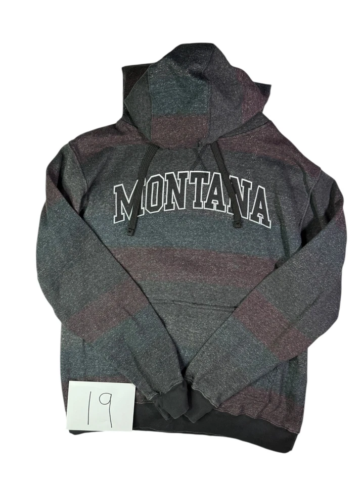 Montana Burnside 连帽衫男式中号多色条纹羊毛衬里 — 第 1/4 张图片