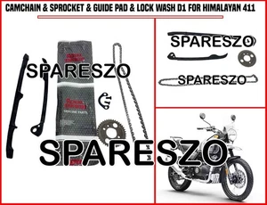 CAMCHAIN & SPROCKET & GUIDE PAD & LOCK WASH D1 FOR ROYAL ENFIELD HIMALAYAN 411 - Picture 1 of 17