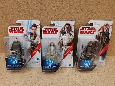 Star Wars Force Link Lot (3) Luke Skywalker & Rey 3.75 Figures The Last Jedi NEW - Image 1 of 4