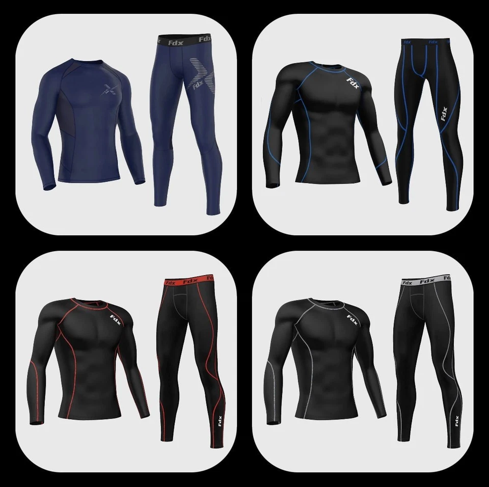 Mens Compression Winter Thermal Base Layer Under Full Suit Tights Shirt Pant  uk - Image 1 of 4