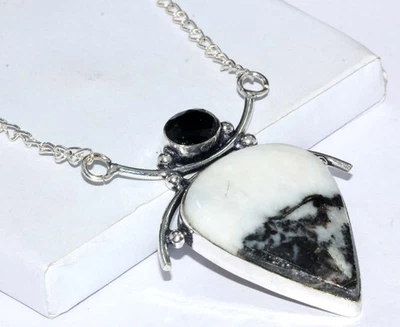 Trending Collar Blanco Búfalo Turquesa Negro Ónix Piedras Preciosas 17" GW Foto 1 de 3