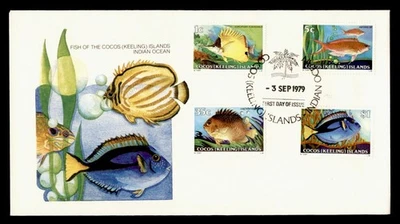 DR WHO 1979 COCOS KEELING ISLANDS AUSTRALIA FDC FISH CACHET COMBO $1 M61483 Foto 1 de 2