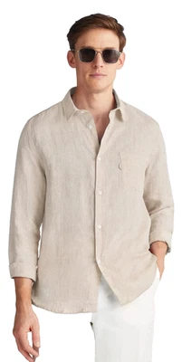 Camisa de gasa doble cara de verano Club Monaco para hombre, caqui, grande Foto 1 de 4