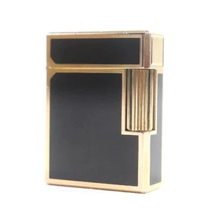 Dupont Linie 1 Kurzlack Eckig Roller Gas Feuerzeug Schwarz Gold Frankreich... - Bild 1 von 7