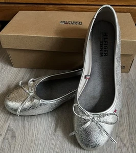Tommy Hilfiger Damen Ballerina Schuhe Silber Schleife 460 860 01 Metallicoptik - Bild 1 von 9