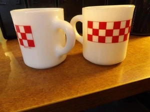 Vintage Ralston Purina Kariert Milchglas Becher (2) 3 1/2" - Bild 1 von 3