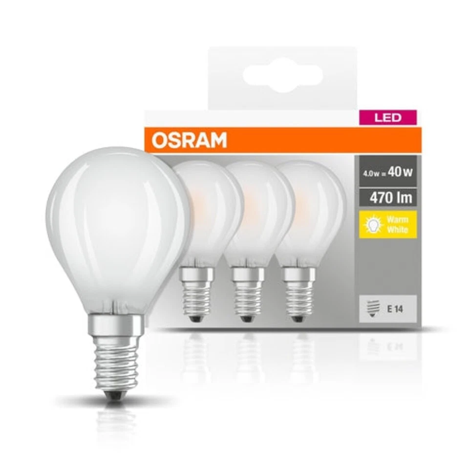 OSRAM Base Classic E14 40W Glühlampe 3er-Pack - Warmweiß