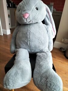 Jumbo Grey & Pink Plush Cuddly Soft Toy Bunny Rabbit Morrisons Mascot 108cm Tall