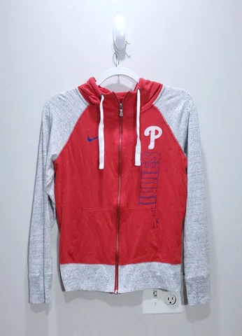 Philadelphia Phillies Sweater Womens Small Red Full Zip Baseball MLB Nike Ladies Cover