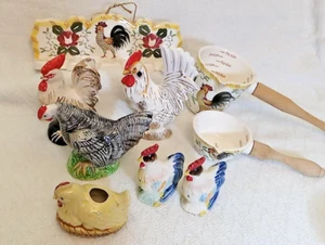 Vintage Lot of 9 Ceramic Chicken and Rooster items some marked Japan READ - Picture 1 of 17