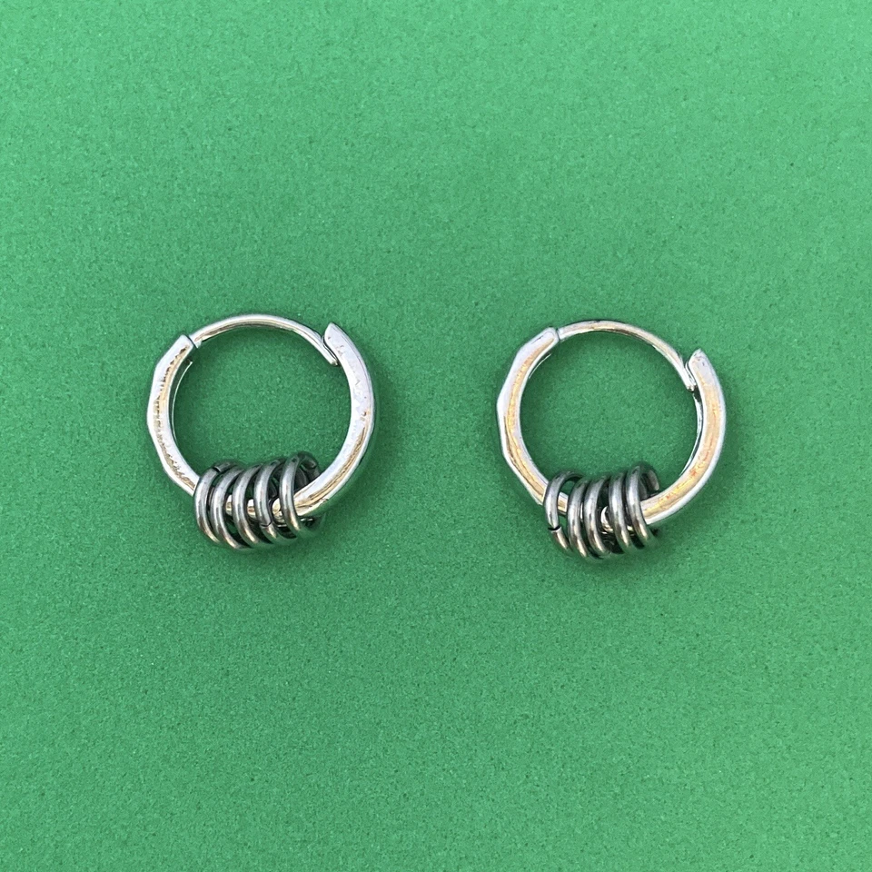 Pendientes de aro pequeños enchapados en plata 925 para hombre mujer, pendientes de aro de plata Foto 1 de 1