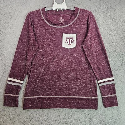 Colosseum Tee Top Women Large Long Sleeve Texas A & M University Purple - L - Imagem 1 de 4