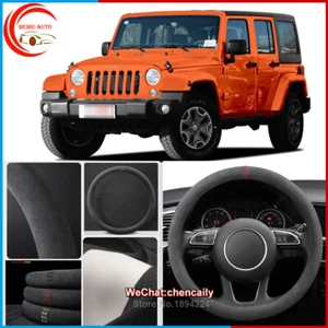 For Jeep Wrangle Black Alcantara Car Steering Wheel Cover All Seasons Suede Case - Picture 1 of 10