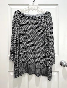 J JILL Wearever Collection Tunic Top Size 3X Back Vent Overlay Boho - Picture 1 of 8