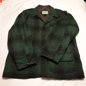 Vtg Boat Works Green Plaid Wool Button Up Work Chore Jacket Large Men’s Size XL - Picture 1 of 9