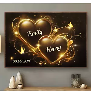 Dos corazones latiendo como uno - Póster horizontal personalizado para pareja - Regalo - Imagen 1 de 5
