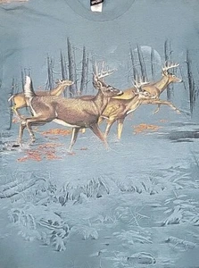 Vintage 90er AOP T-Shirt Herren Large XL Hirsch Buck Forest All Over Druck Kunst - Bild 1 von 13