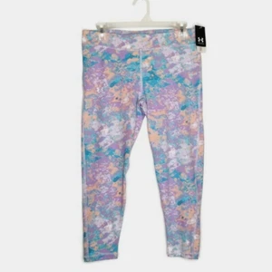 Under Armour Leggings Girls Extra Large 16 Cropped Fitted Watercolor Pastel New - Picture 1 of 8