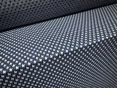 Stretch Double Jersey Fabric, Per Metre - Dogtooth Jacquard - Blue - Image 1 of 3
