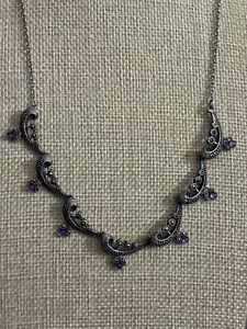 Sterling Silber Silpada Amethyst Markasiten Halskette überbacken 21 Zoll - Bild 1 von 6