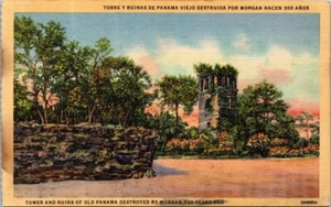 Vintage View of The Panama Tower, Ruins of Old Panama Postcard - Picture 1 of 2