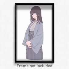 Anime Art Poster - Woman Feeling Lonely Wearing Prestigious Grey Sleeves (Print)