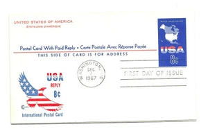 UY20 8c+8c USA  Reply Card Cover Craft Cachets, CCC, FDC  - Picture 1 of 1