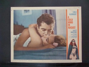A COLD WIND IN AUGUST Lobby card #6 LOLA ALBRIGHT SCOTT MARLOWE 1961  photo