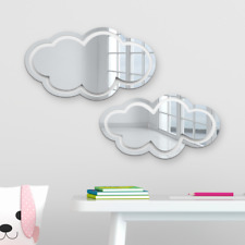 4Artworks - Set of 2 Acrylic Clouds Wall Art Mirror, Children's Bedroom Clouds