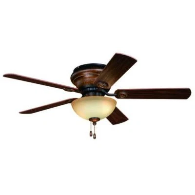 42" Small Room Aged Walnut Indoor Glass Bowl LED Ceiling Fan Reversible Blade  - Image 1 of 4