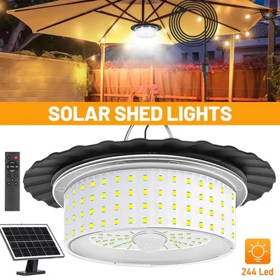 LED Solarbetriebene Pendelleuchte Industrie mit Fernbedienung Außen Hängelampe - Bild 1 von 4