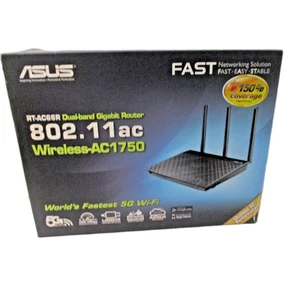 ASUS RT-AC66R Dual Band Wireless AC1750 Gigabit 802.11ac 4-Port 5G Router w/Box - Picture 1 of 15
