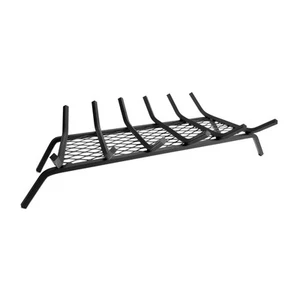 - 1/2" Solid Steel Fireplace Grates With Ember Retainer, Black, 30-Inch - Picture 1 of 2
