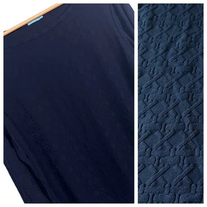 J McLaughlin Damen XL Catalina Stofftop marineblau strukturiert geometrisch adrett klassisch - Bild 1 von 11