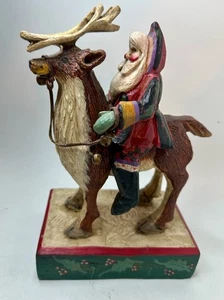 House Of Hatten Santa On Reindeer 1989 Folk-Art Old World Figurine Denise Calla - Picture 1 of 5