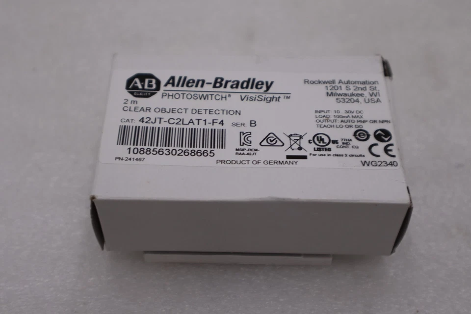 Allen Bradley 42JT-C2LAT1-F4 PHOTOELECTRIC SENSOR 42JT CLEAR OBJECT STOCK H1021A - Image 1 of 4
