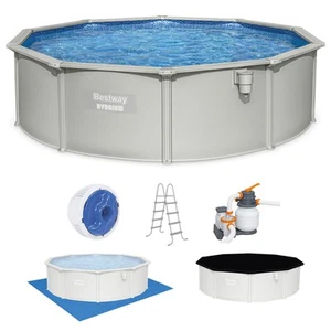 Hydrium 15'x48" Round Steel Wall Above Ground Swimming Pool Set, Gray (Open Box) - Picture 1 of 12