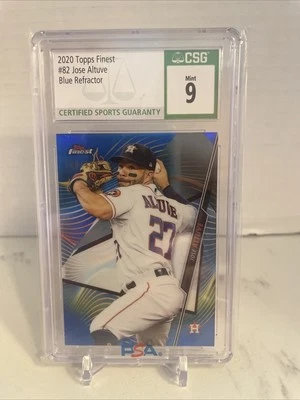 2020 Topps Finest Jose Altuve Blue Refractor /150 CSG 9 Mint - Image 1 of 2