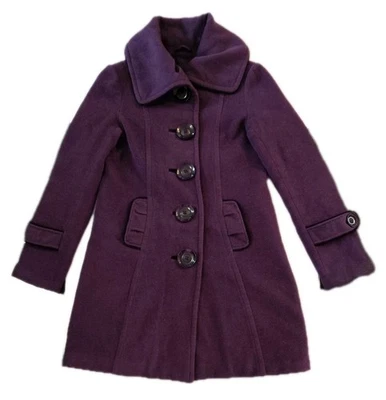 Abrigo grande de lana púrpura Rudsak para mujer con cuello de botón grande elegante Royalcore Foto 1 de 4