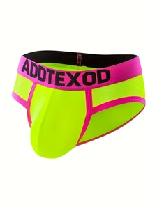 Herren Unterwäsche Atmungsaktiv Mesh Seidig Slip mit Stretch Nylon Band Gelb/Rosa L - Bild 1 von 6