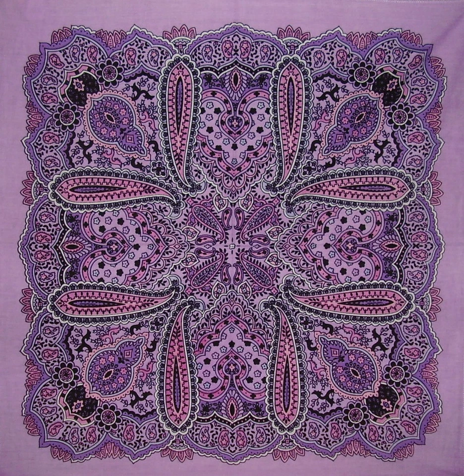 Cotton Paisley Head Scarf Bandana 22" x 22" Lilac - Image 1 of 1