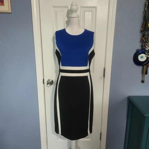  Vestido de trabajo midi sin mangas con bloques de colores de Calvin Klein para mujer  - Imagen 1 de 8