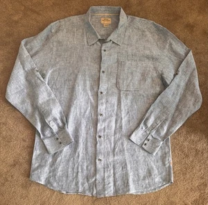 Quicksilver Waterman Collection 100% Linen Shirt Sz XXL Blue Long Sleeve - Picture 1 of 9