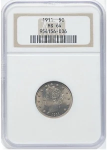 1911 Liberty V Nickel NGC MS64 - Great Eye Appeal! LUSTER!!! - Picture 1 of 6